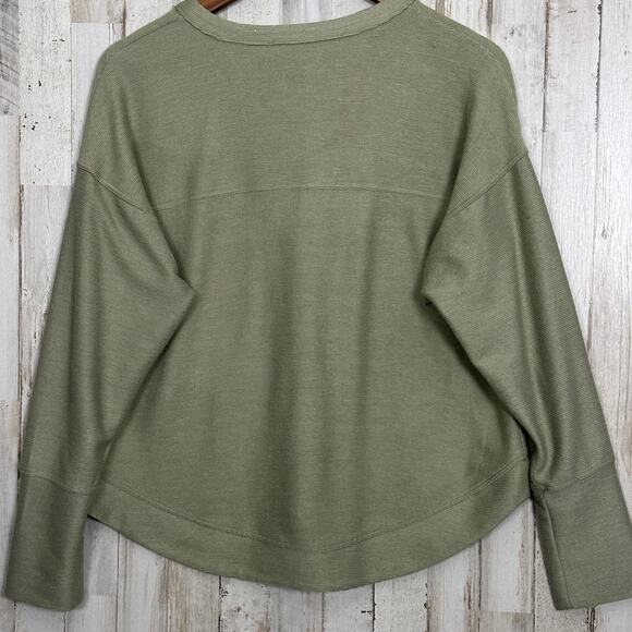 NWT Cupio Ribbed Blouse Top Medium Light Green Relaxed Fit Boho Cottagecore Cozy - Picture 2 of 7